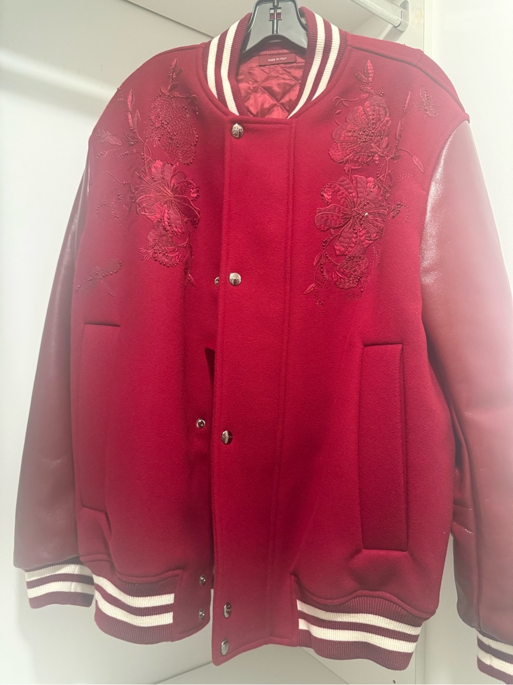 Gucci Red Embroidered Varsity Jacket